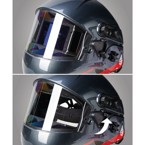 Flip-Up System: Kassette kann einfach im Helm hochgeklappt werden