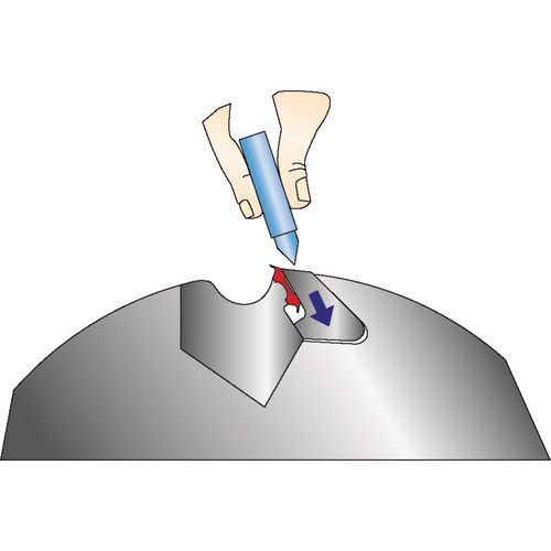Durch Lösen der Druckleisten können die Hobelmesser in wenigen Sekunden ausgetauscht werden.
