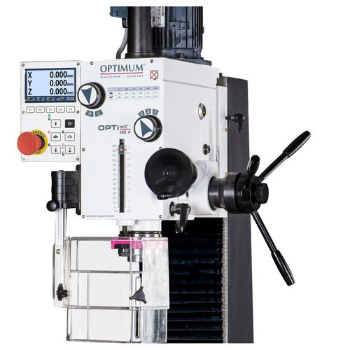 GewindeschneidmodusMotor wird durch Bewegen des Pinolenhebels nach unten aktiviertMit Erreichen der eingestellten Tiefe erfolgt eine Drehrichtungsumkehr der SpindelDer Gewindebohrer dreht sich wieder aus dem Werkstück herausWenn die Pinole wieder komplett bis zum Schaltpunkt eingefahren ist, wird die Drehung der Spindel angehalten